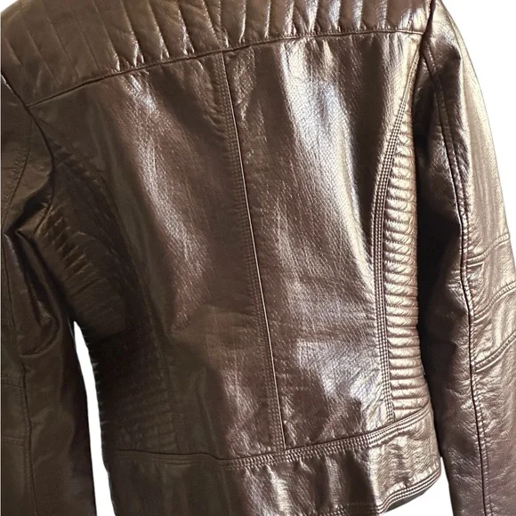 GUESS WOMANS BROWN SNAKE SKIN FAUX LEATHER MOTORCYCLE JACKET SZXL - Picture 5 of 16